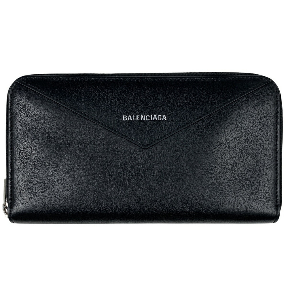 Balenciaga Paper Continental long wallet round black leather